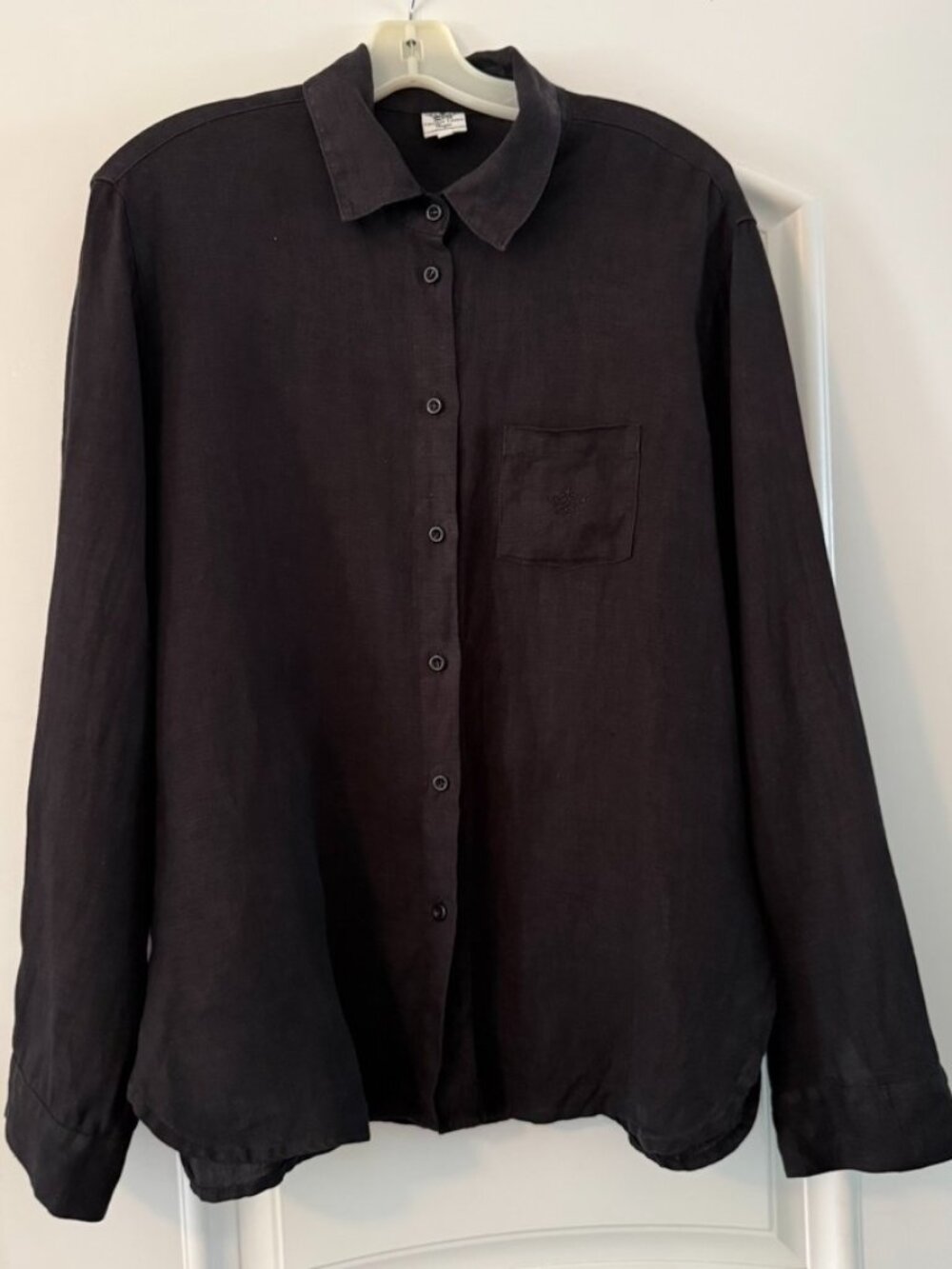[CROWN ROYAL LINEN] BLACK BLOUSE SIZE L